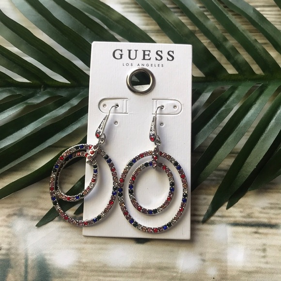 Guess los ángeles earrings multicolor blue red - Picture 1 of 5